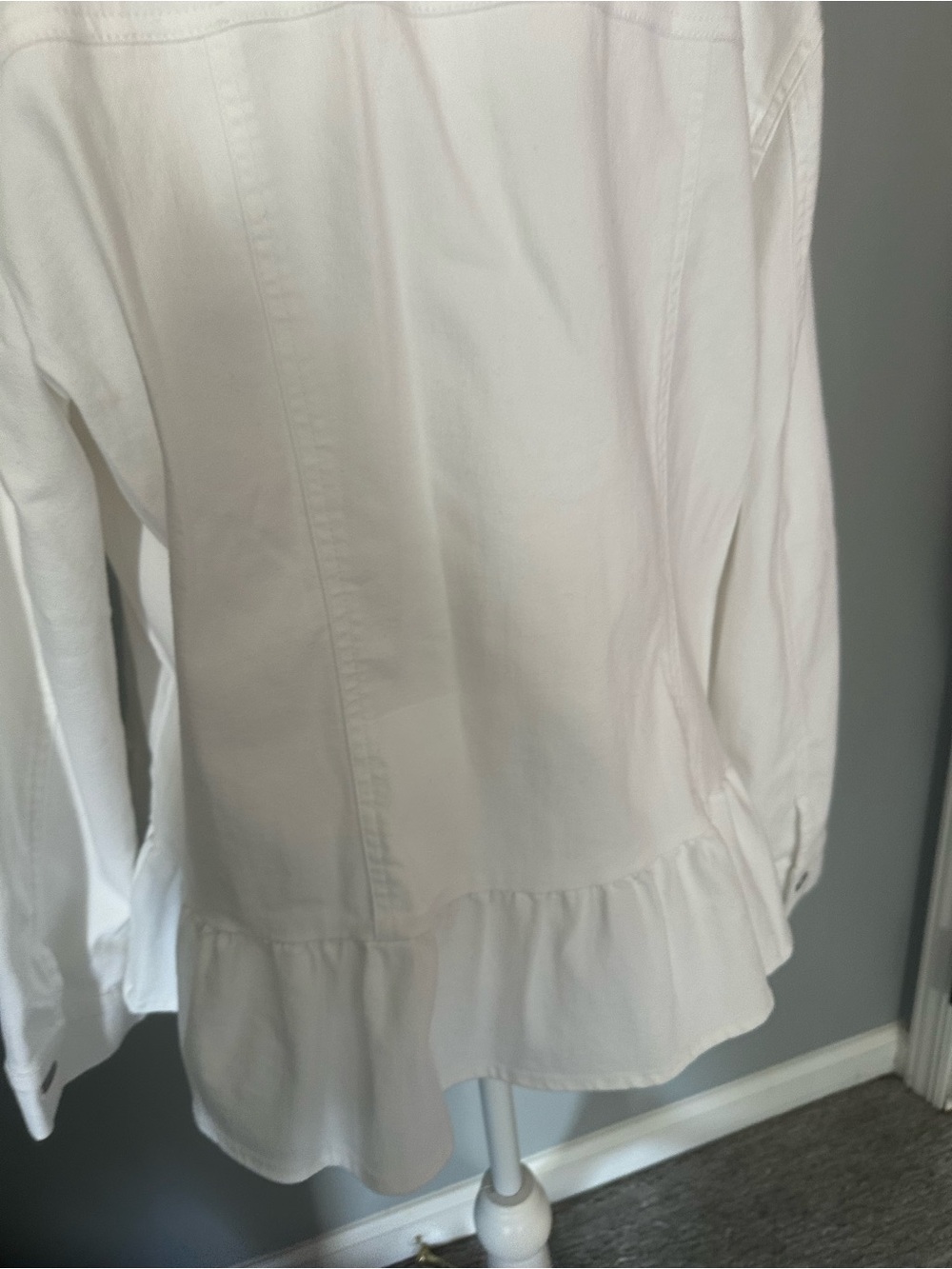 Ruby Rd. White Ruffled-Hem Jean Jacket - Picture 2 of 6